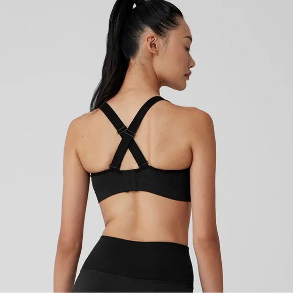 ALO Yoga Black Racerback Sports Bra with Compression Fit - Picture 2 of 5